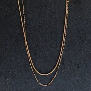 DOUBLE Layer Gold Chain Necklace Non-tarnish Waterproof snake Chain BEAUTIFUL